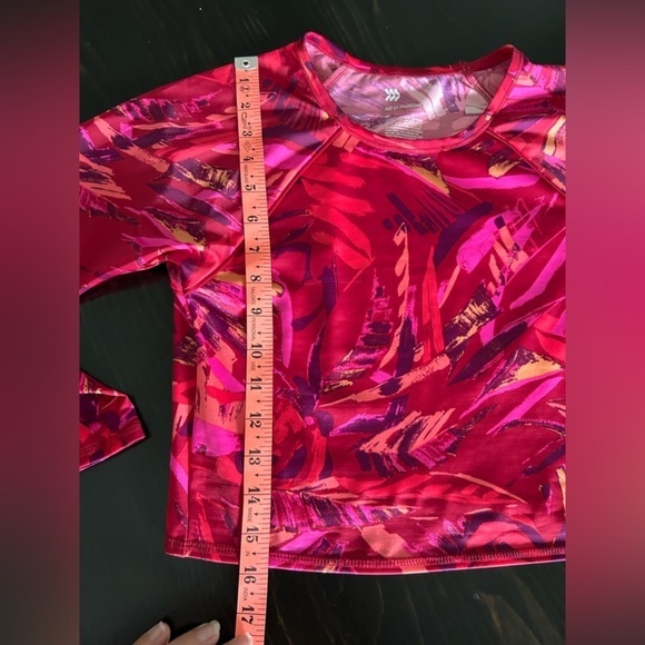 NWT All In Motion Red Pink Swim Top M UPF 50+ Spandex High Coverage Top Only - Picture 10 of 12